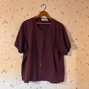 Plum Button-Front Top, Vintage Style, C.J. Banks